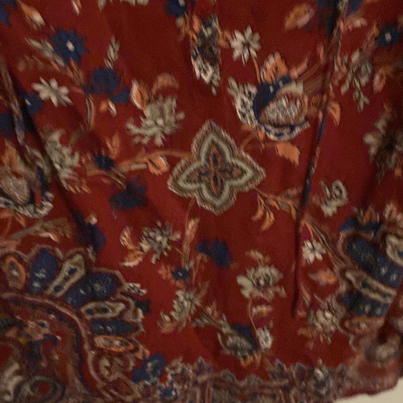 LUCKY BRAND Floral Self-Tie Cuff Floral Boho Chic Henley Peasant Blouse Medium - Picture 9 of 11